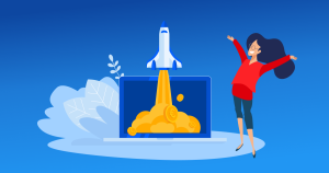 Anlegerin mit Rakete: Dividenden können zur nächsten Zündstufe im Depot werden. Anlegerin mit Rakete: Dividenden können zur nächsten Zündstufe im Depot werden.